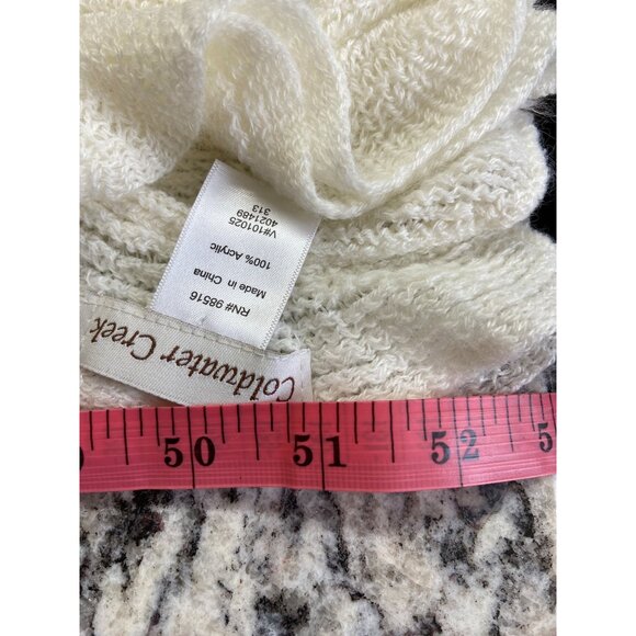 Coldwater Creek Womens Scarf Ruffled Knit Ivory White Lightweight Minimalist - Picture 7 of 8